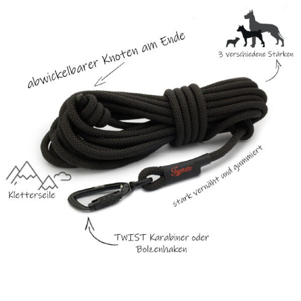 Schleppleine - 5m - schwarz strong